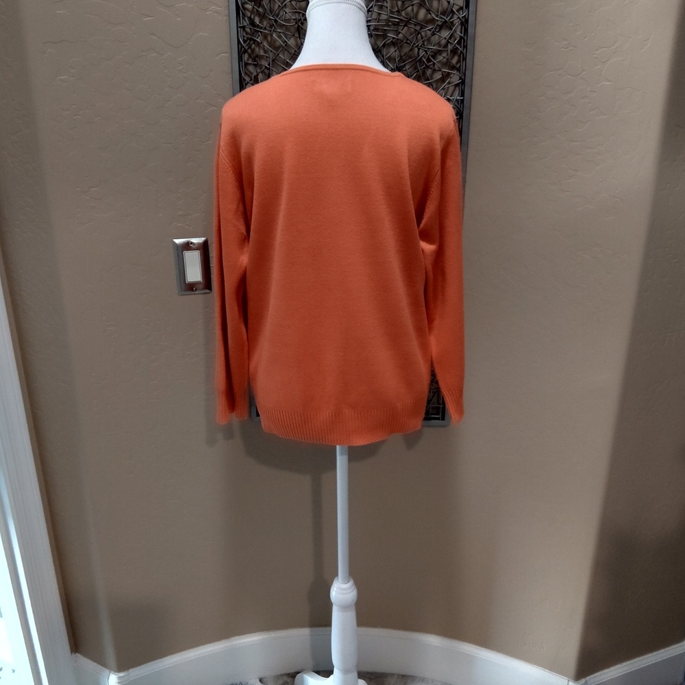 Tommy Bahama Women's Silk Blend  V-Neck Button Cardigan - Orange - Picture 3 of 4